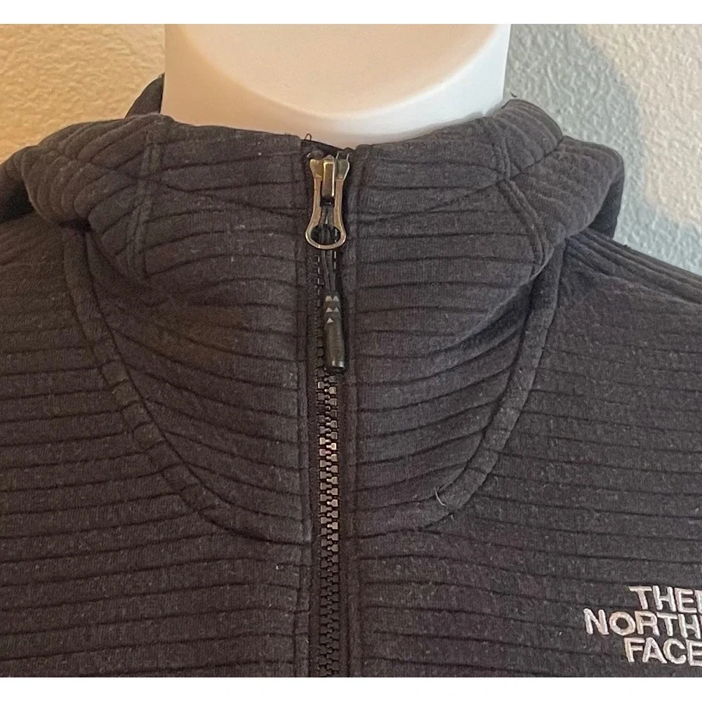 The North Face Black Performance Jacket mens XS with Hood Full Zip Ribbed Hoodie
